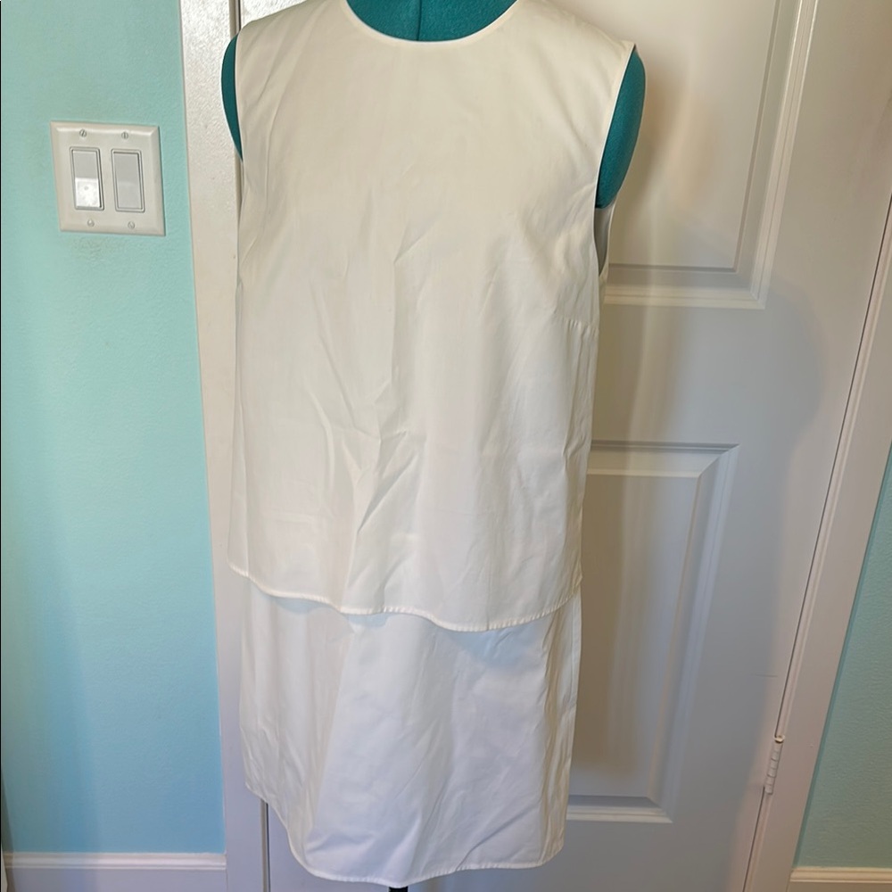 Theory Cream white layered Sleeveless Dress